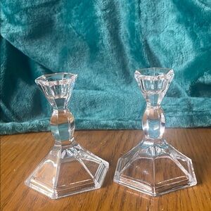 Crystal Clear Glass Candle Holders